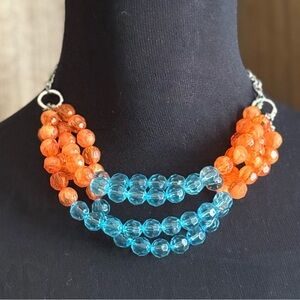 NWT Paparazzi Orange and Blue Beaded Necklace and Earrings.